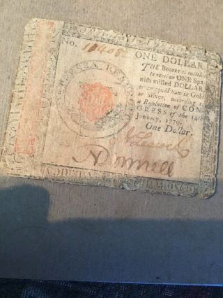 Revolutionary War 18th Century Colonial Currency 1779 1 Spanish Mill Dollar 2