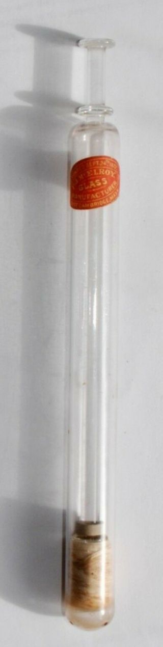 Circa 1872 Glass Tube & Plunger Suture Thread Dispenser W/ Thread & Label