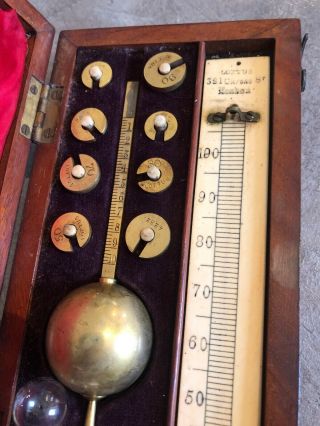 VINTAGE SIKES HYDROMETER with weights and Needs thermometer 6