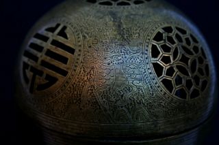 ANTIQUE CHINESE BRONZE INCENSE BURNER GIMBALED SPHERE BALL SPHERICAL QING 7