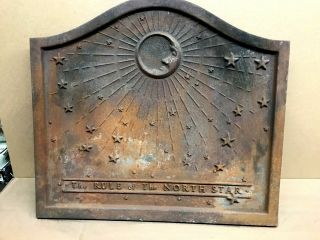 Victorian Cast Iron Fireplace Fire Back,  Rule Of The North Star