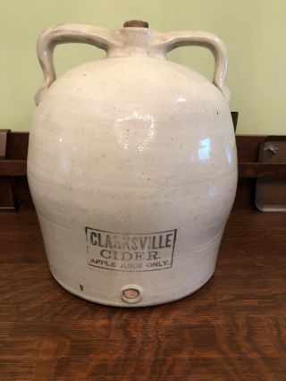 Rare 1 Of 2 Known.  Clarksville Cider Advertising Stoneware Jug St Louis Mo
