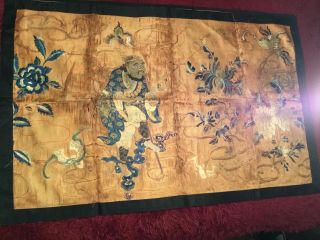 RARE ANTIQUE 18th/ 19th c CHINESE QI ' ING EMBROIDERED PANEL EMBROIDERY IMMORTAL 2