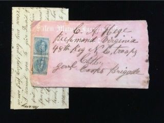 Salem Nc Advertising Cover W/csa 7 Pair W/letter To Soldier From Mother