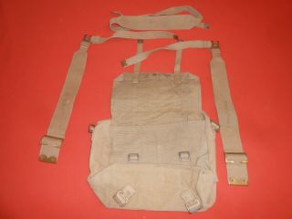 G.  Britain Army : 1943 Wwii - Small Backpack Haversack & 2 L Straps Ww2