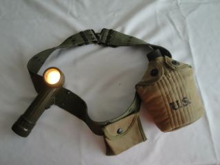 Wwii Us Army,  Marine Corps Web Belt,  Canteen,  Cup,  Holder,  Flashlight,  Pouch