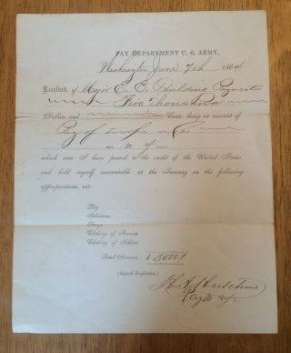 H.  A.  Hutchins,  Oil Pioneer/rockefeller,  Signed Civil War Paymaster Receipt 1864