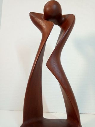 Danish Modern Teak Abstract Wood Sculpture Simon Randers Denmark Two Become One 5