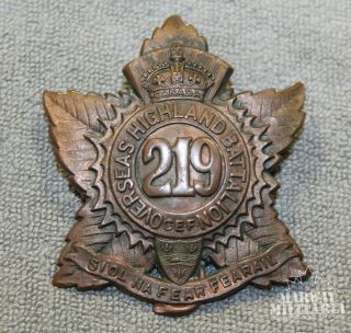 Ww1 Cef 219th Battalion,  Nova Scotia Highlanders Cap Badge (17424)