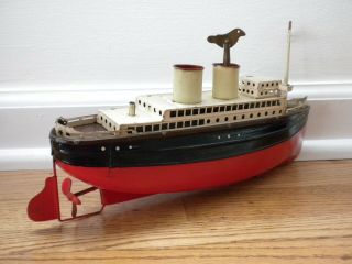 Vintage Wind Up Tin Toy Boat Ocean Liner Ship Germany 2