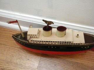 Vintage Wind Up Tin Toy Boat Ocean Liner Ship Germany 5