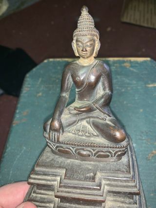 Old Indian Monastery Old Copper Bronze Guanyin Kwan Yin Buddha Estate Antique