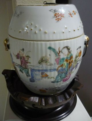 Ching Dynasty C.  1820 - Antique Covered Porcelain Jar & Porcelain Wall Vase