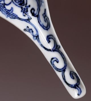 Three Unique China Early Qing Dynasty KangXi Old Blue and white small Spoon HX96 4