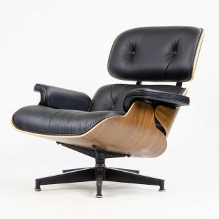2018 Herman Miller Eames Lounge Chair & Ottoman Walnut 670 671 Black Leather 4