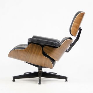 2018 Herman Miller Eames Lounge Chair & Ottoman Walnut 670 671 Black Leather 5