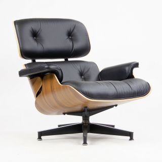 2018 Herman Miller Eames Lounge Chair & Ottoman Walnut 670 671 Black Leather 8