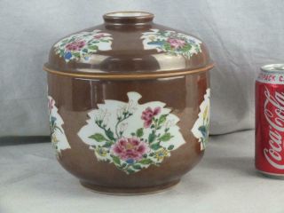 18th C Chinese Porcelain Famille Rose Batavian Cafe Au Lait Large Bowl & Cover