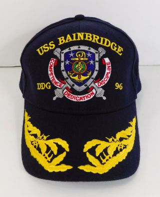 Uss Bainbridge Ddg - 96 Official Usa Navy Hat Cap Competence Dedication Discipline