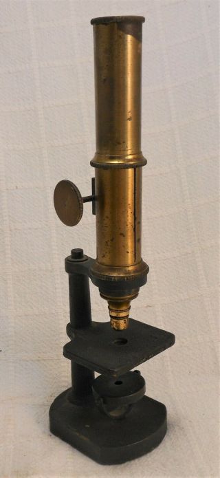 Great Small Antique Brass & Iron Microscope