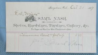 1887 Georgetown Colorado Sam Nash Billhead - Tinsmith - Miners Candlestick Patent