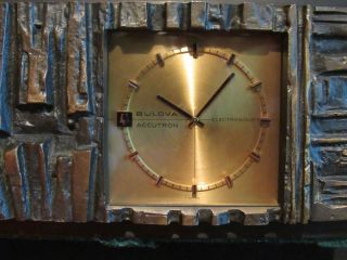 Swiss Bulova Accutron 214 Brass Desk Mantel Clock Restored RARE w/Boxes STUNNING 2