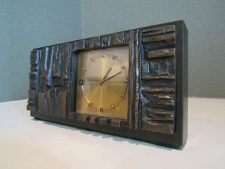 Swiss Bulova Accutron 214 Brass Desk Mantel Clock Restored RARE w/Boxes STUNNING 8