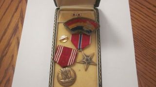 Ww 2 Named Bronze Star George R.  Hemingway With 42nd Division Patch Good Conduct
