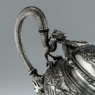 ANTIQUE 19thC CHINESE EXPORT SOLID SILVER EXCEPTIONAL TEAPOT,  WANG HING c.  1890 3