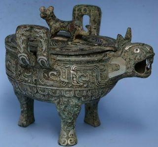 Very Interesting Chinese Archaic Bronze Vessel With Character Symbols Very Rare