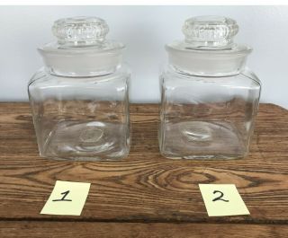 One (1) Antique Square Dakota Jar Apothecary Display Jar Your Choice