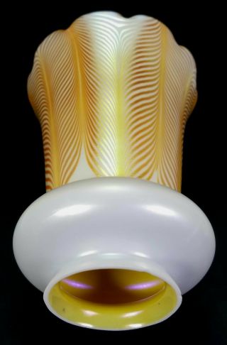 ANTIQUE STEUBEN AURENE PULLED FEATHER IRIDESCENT ART GLASS LAMP SHADE 2379 11