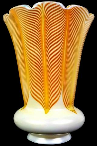 ANTIQUE STEUBEN AURENE PULLED FEATHER IRIDESCENT ART GLASS LAMP SHADE 2379 2