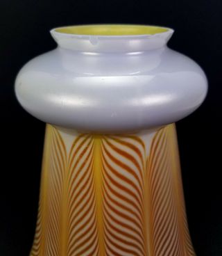 ANTIQUE STEUBEN AURENE PULLED FEATHER IRIDESCENT ART GLASS LAMP SHADE 2379 6