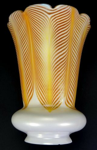 ANTIQUE STEUBEN AURENE PULLED FEATHER IRIDESCENT ART GLASS LAMP SHADE 2379 7
