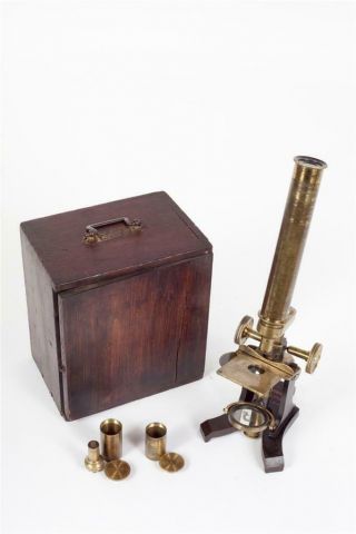 Vintage C1860 " Newton & Co.  " Brass Microscope With Case