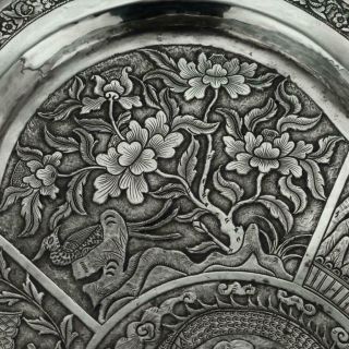 ANTIQUE 19thC CHINESE EXPORT SOLID SILVER SALVER c.  1850 10