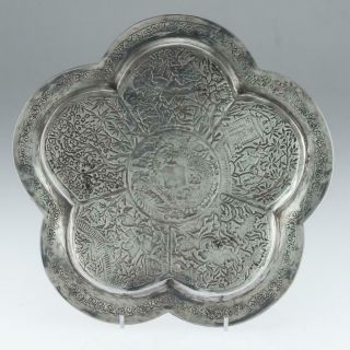 ANTIQUE 19thC CHINESE EXPORT SOLID SILVER SALVER c.  1850 2