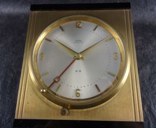 VINTAGE ART DECO 8 DAYS 15 J CYMA BRASS ACRYLIC CLOCK LEVER WIND ALARM BEZEL SET 7