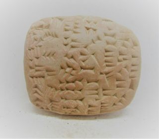 Scarce Circa 3000bce Ancient Near Eastern Clay Tablet With Early Form Of Writin