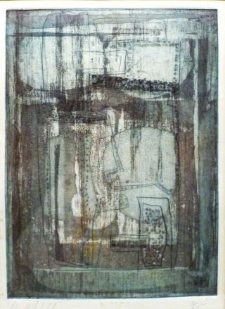 Modernist Abstract Aquatint (color Intaglio) Pencil Signed,  Ed.  2/25 Orig Frame