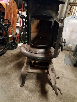 Antique (1870 ' s) Great Western Cast Iron Wood Burning Parlor Stove 3