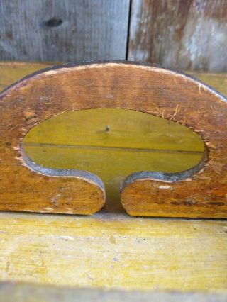Antique Wood Utensil Tote Knife Tray Mustard Paint 6