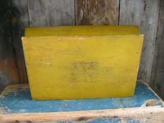 Antique Wood Utensil Tote Knife Tray Mustard Paint 8