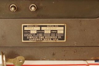 Vintage Industrial Simplex Time Recorder Model R83 3