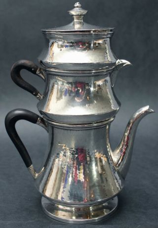 Sm Antique GROGAN Arts & Crafts Sterling Silver Stackable Teapot Sugar & Creamer 3