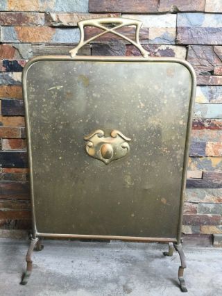 Vintage Brass Fireplace Hearth Cover Screen Patina Unique