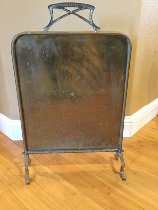 Vintage Brass Fireplace Hearth Cover Screen Patina Unique 8