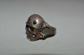 WW2 WWII German Silver Skull Ring with Star of David 