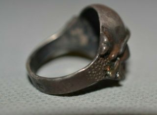 WW2 WWII German Silver Skull Ring with Star of David 